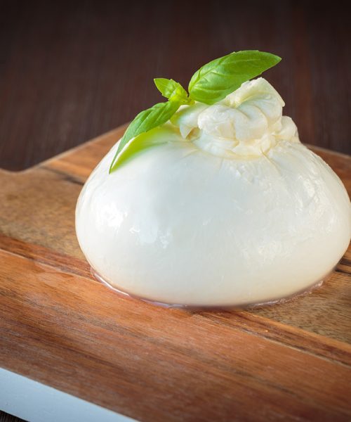 Delicious italian Burrata mozzarella cheese made with fresh milk